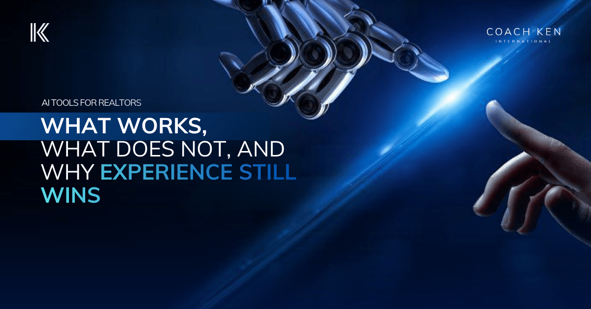 Real estate agent using AI tools for marketing, lead management, and business automation while relying on professional experience, negotiation skills, and client relationships to close deals.