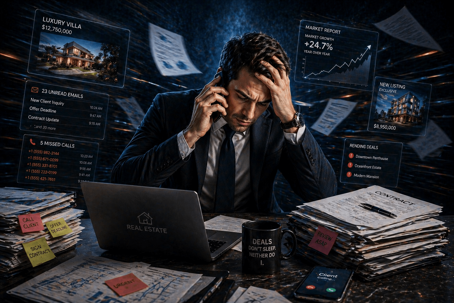 Real estate team leader overwhelmed by daily operations instead of focusing on CEO-level leadership, delegation, and business growth.